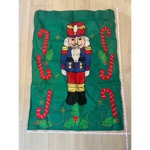 Vintage Outdoor Porch Flag Winter Holiday Christmas Nutcracker Candy Canes JL
